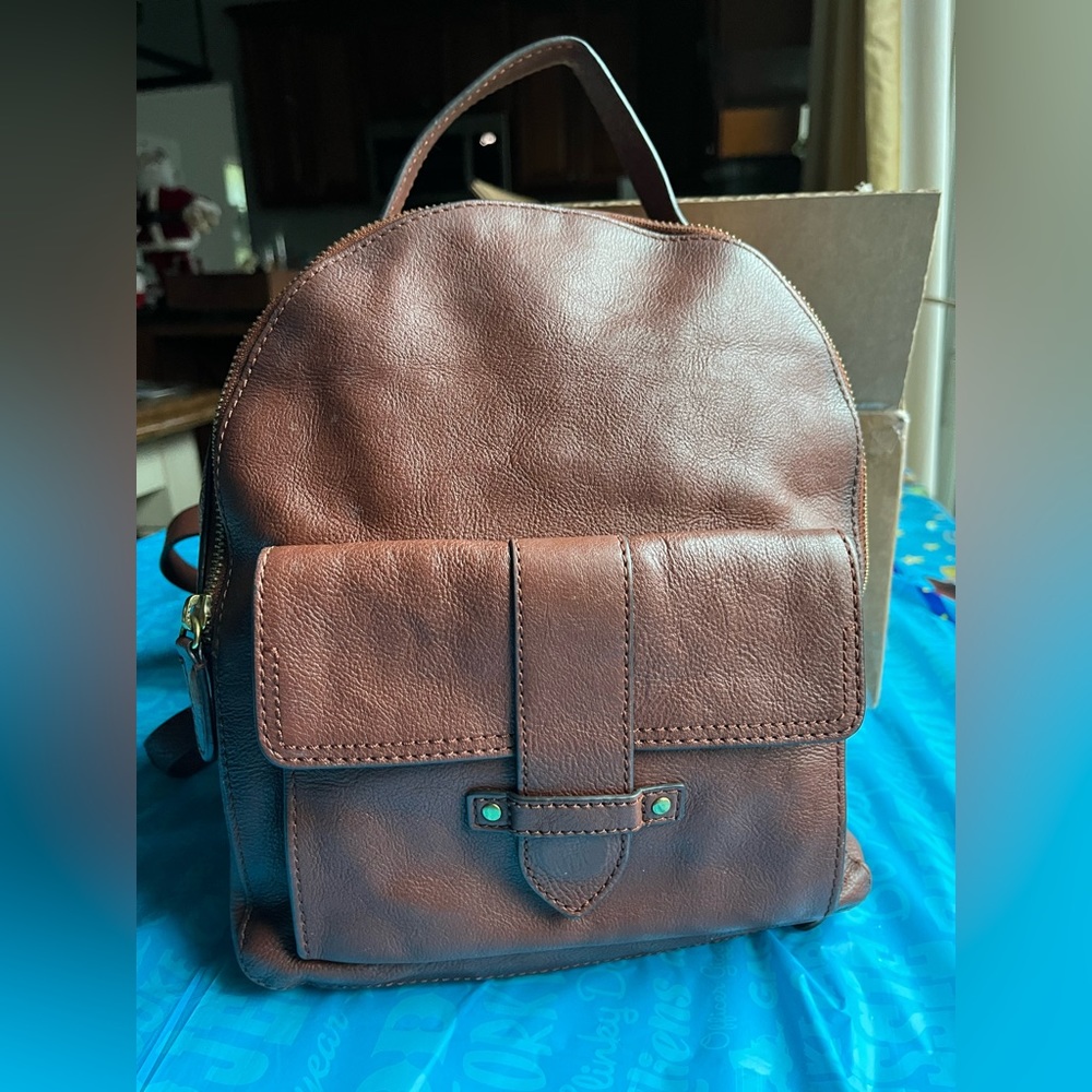 New FRYE Olivia leather backpack cognac